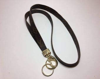 Louis Vuitton Lanyard, LV Lanyard, Vuitton Lanyard, Recycled, Upcycled, Repurposed, Reworked, Gold Hardware and Clasp