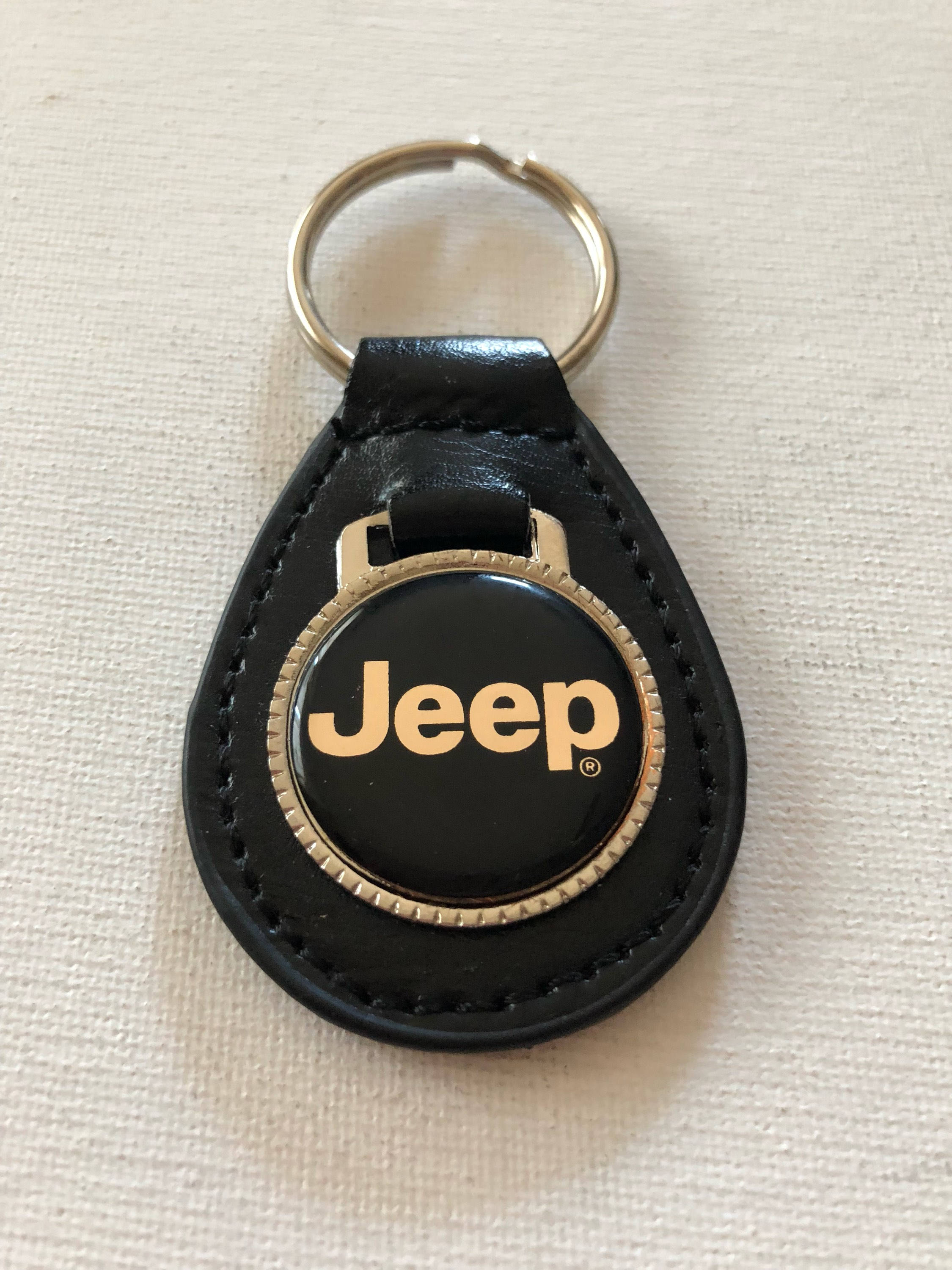 Jeep Keychain Black Leather Key Chain