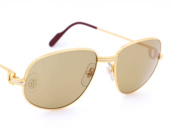 Vintage sunglasses Cartier Romance L.C. new with full set / designer sunglasses / luxury eyewear / golden eyeglasses