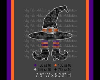 Instant Download Rhinestone SVG EPS Design File Halloween Witch Hat with Legs