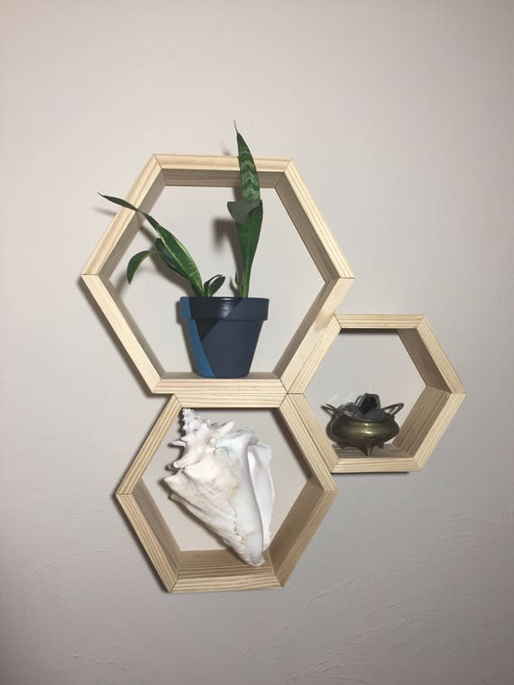 Set of 3 Hexagons Free Shipping white floating shelves