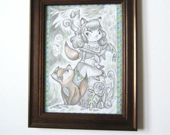 Painting illustration: walk in the forest