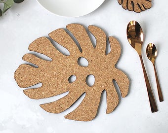 Monstera Leaf Placemat - Tropical Place Setting - Cork Placemat - Cheesplant Placemat - Cork Tableware - Modern Cork - Unusual Placemats