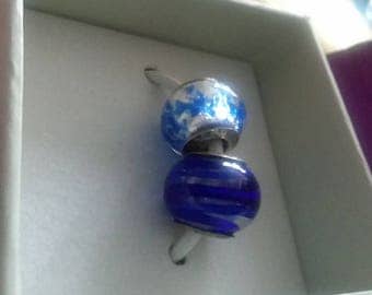 New QVC Prerogatives murano glass STERLING Boxed w/Bear charm bead spacer fits Pandora Persona Chamilia Sislenia Charmed Memories Zable