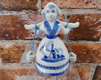 Porcelain Dutch Holland Milk maid Holland Blue 13.5cm high