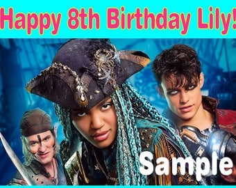 Personalized Birthday Party Edible Image Icing Frosting Cake Topper - 1/4 Sheet Sized - DISNEY Descendants 2 Movie Uma Harry Gil - Pirates
