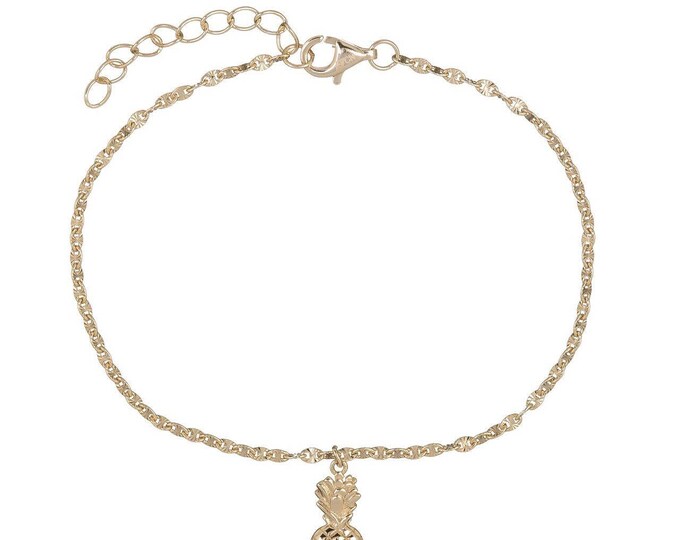 Pineapple Bracelet in Sterling Silver. Fruit Bracelet. Pineapple Jewelry. Sterling Silver or Gold Plated