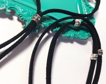 Long Coachella style beaded Choker necklace <><> Boho Angel choker <><> Festival Jewelry <><> Black Choker <><> Long Choker <><> Headband