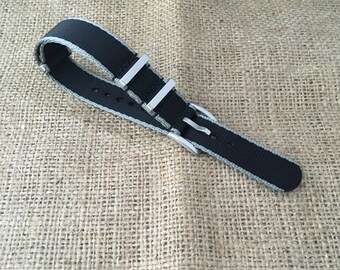 Nato Watch Strap / Nato Watch Band 20mm / 22mm, Nylon, Gray / Black, Special brushed hardware / Free Shipping