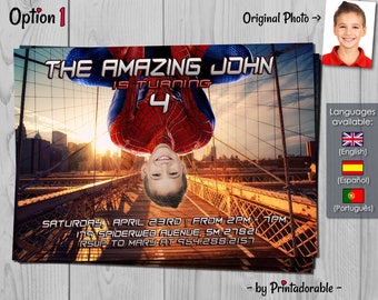 Spiderman Invitation - Amazing Spider-man Birthday Invite - Marvel Invitations with photo