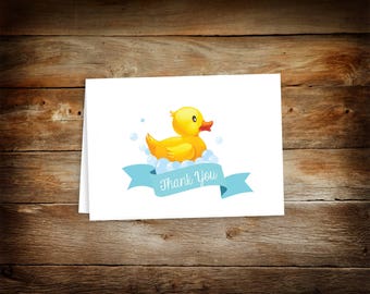 Baby Shower Thank You Card - Thank You Card - Rubber Ducky Thank You Cards - Ducky Baby Shower - Blank Thank You Card - 0002-B