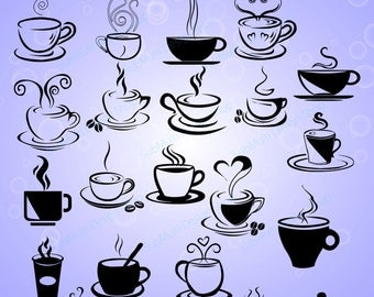 20 coffee svg / Tea mug / HQ / coffee cup silhouette / tea cup silhouette / SVG / PNg / EPS / Dxf files / vector / scrapbooking / coffee cup
