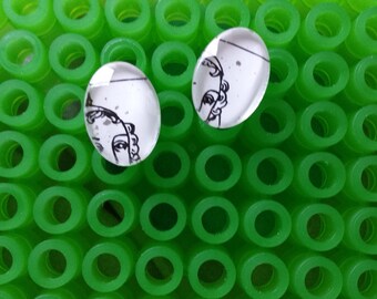 Playing tiles Queen cards poker chips earrings