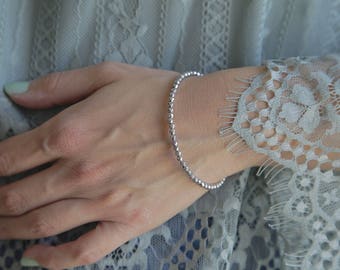 Silver Stacking Bracelet, Silver Nugget Bracelet, Wedding Jewelry, Boho Wedding Silver Bracelet, Bridal Bracelet, Boho Bride Jewelry