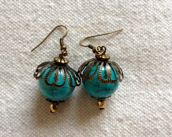 EARRINGS BRONZE AND TURQUOISE