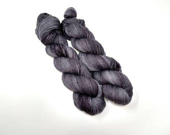 Slate, fingering yarn, hand dyed yarn, indie dyed yarn, hand painted, sock yarn, tonal yarn, dark grey, tonal gray