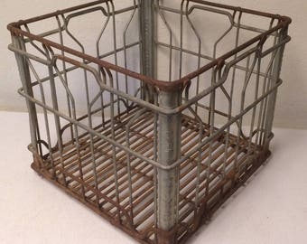 Metal Milk Crate, Dairy Milk Crate, Wire Milk Crate, Vintage Milk Crate, Industrial Crate, Milk Bottle Crate, Industrial Storage, Steam Punk
