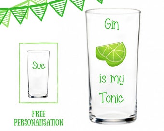 Gin gifts, personalised gin and tonic glass, personalised gin glasses personalised gin glass, gin lover gift, gin and tonic gifts,