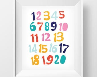 Numbers wall art printable, Printable Kids Gift, Printable Wall Art, Nursery wall Art, Wall Art, Printable Typography Sold Out, Home Decor