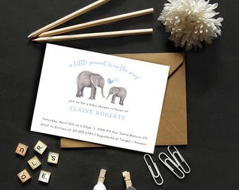 Elephant Baby Shower Invitation // Baby Shower Invite // Digital Invitation // Gender Neutral