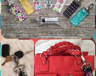 Chapstick keychains//lip fob//lipstick holder//lip balm holder//