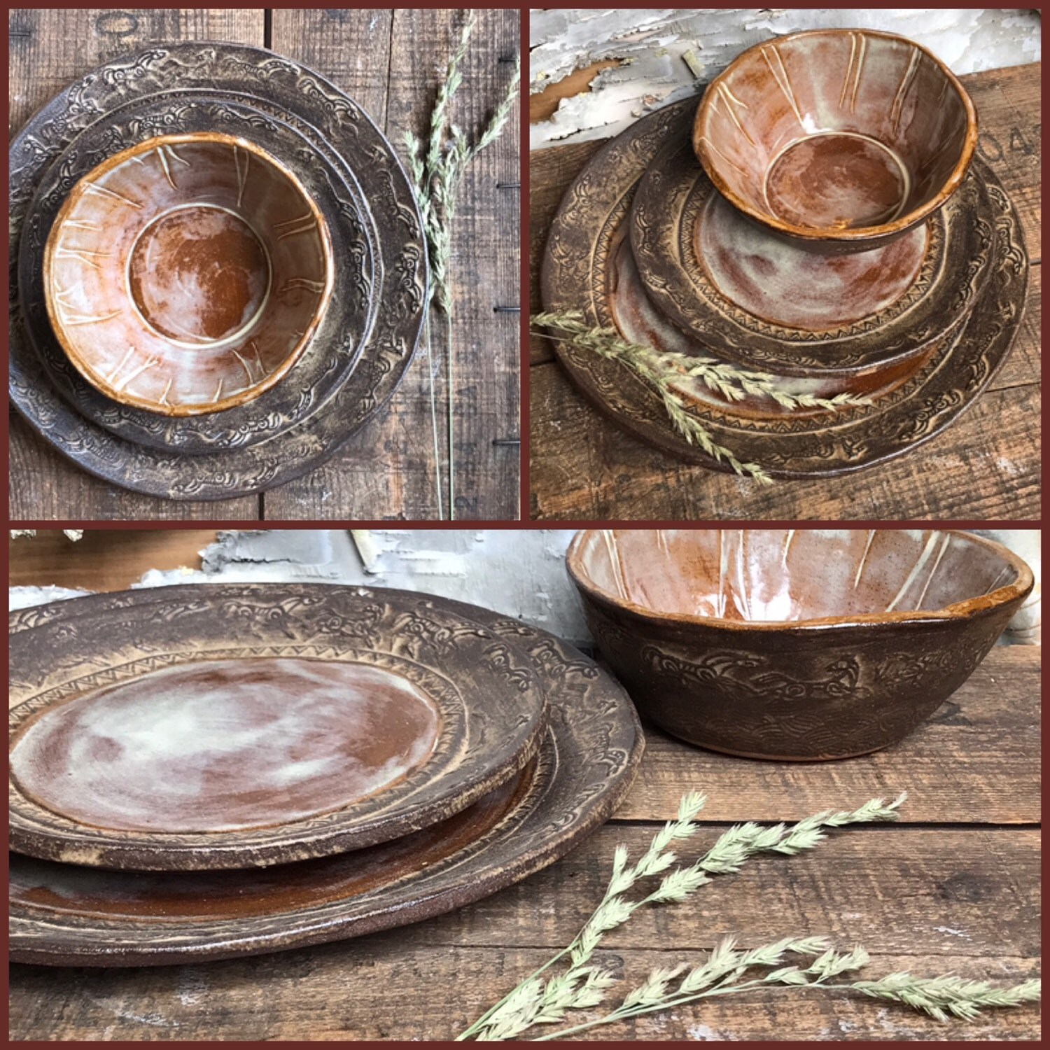 Rustic Wild Buffalo Dinnerware Set Native American Dinner