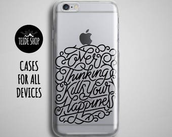 Happiness Clear iPhone 7 Case Transparent iPhone 7 Plus Case iPhone 6 Case Motivation Inspirational Quote Typography Art iPhone 6S Plus Case
