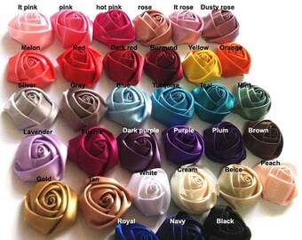 40% SALE WHOLESALE Satin Roses Satin Rosettes Vintage Roses Wedding Roses Flowers Beautiful Rolled Satin Rosettes Embellishments Wedding Acc