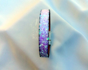 glittery 1 cm White Leather Bracelet