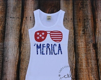 ON SALE Merica Tank Top - Merica Shirt - Girls 4th of July Shirt - Girls Merica Shirt - Kids Merica Shirt - 4th Of July Shirt - Patriotic Ta