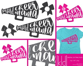 4 Proud Cheer Mama svgs - Cheer Mom svg - Cheer Megaphone svg - Cheer Mom Shirt Design - Mama svg - Cheer svg - Cheerleading svg