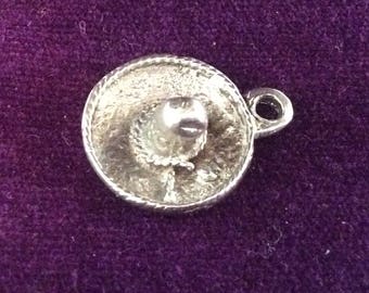 Sterling silver Mexican hat charm vintage # 1142
