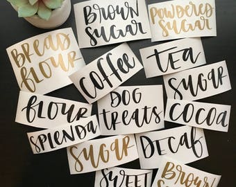 Script Pantry Labels | Hand Drawn for Canister Jar |4 in| Kitchen Canister Label | Pantry | vinyl decal | kitchen labels | Labels | canister
