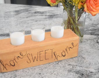 Wood Candle Holder, Rustic Home Decor, Wood Burned Gifts