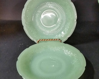 Vintage jadeite saucers. Set of 2. Alice pattern