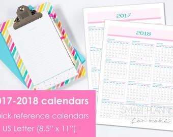 ble 2018 Calendar at a glance. US Letter Size 