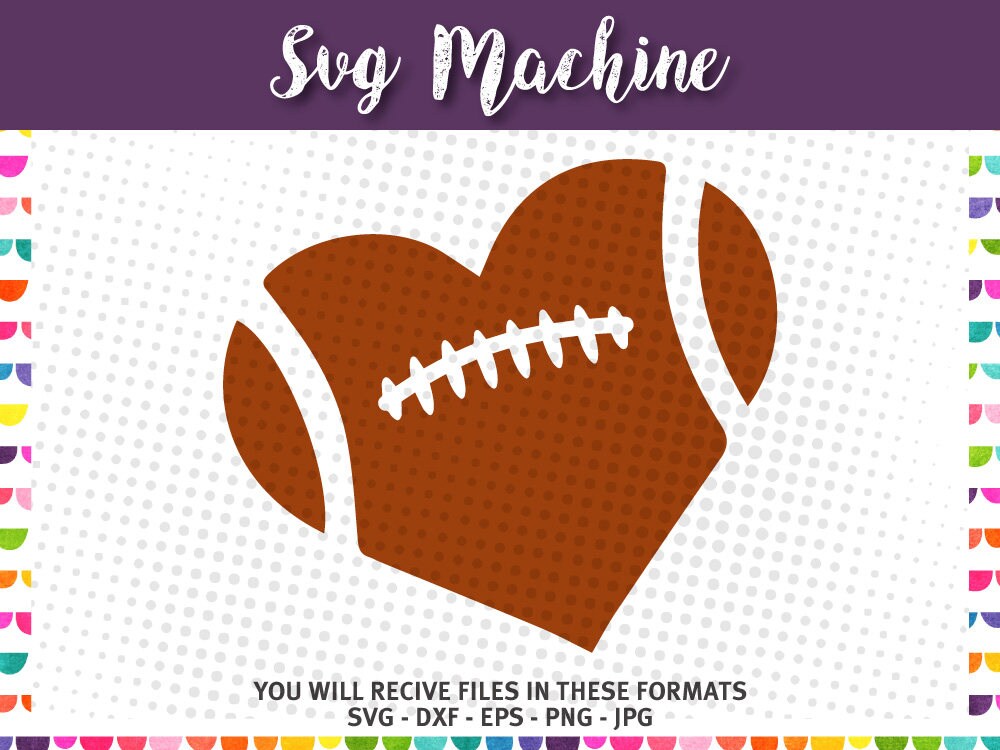 Download Free SVG Cut File - Football Heart Football Love SVG Football...