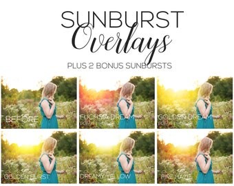 Sunburst Photoshop Overlays + 2 NEW Sunbursts! | Photoshop overlays, Photoshop actions, photography overlays, sun overlay, photoshop editing