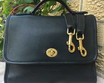 Coach Bag / Vintage Coach Court Bag /Dark Navy Blue Leather Shoulder Bag / Style 9870 / EUC
