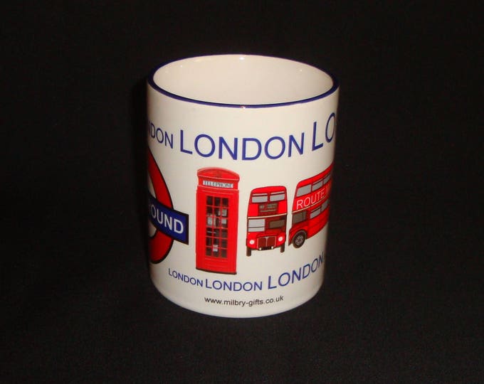 London City Style Mug Blue Handle & Rim