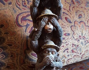 Three wise monkeys see no evil, hear no evil, speak no evil