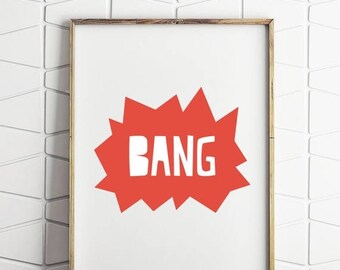 70% OFF SALE sci fi comic book art, science fiction art, boys room decor, comic printable, bang wall decor, retro geek art, instant prints