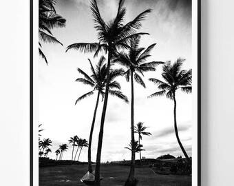 Palm Print, Black and White Photography, Minimal photo, Palm Wall Art, Tropical art, Minimalist Print, Scandinavian Printable Art, Modern