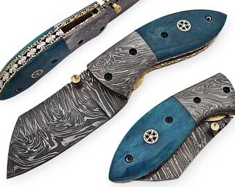 100% handmade Damascus steel with special handle Liner Lock pocket folding knife/pliant Damas /Damaskus Falten 4029