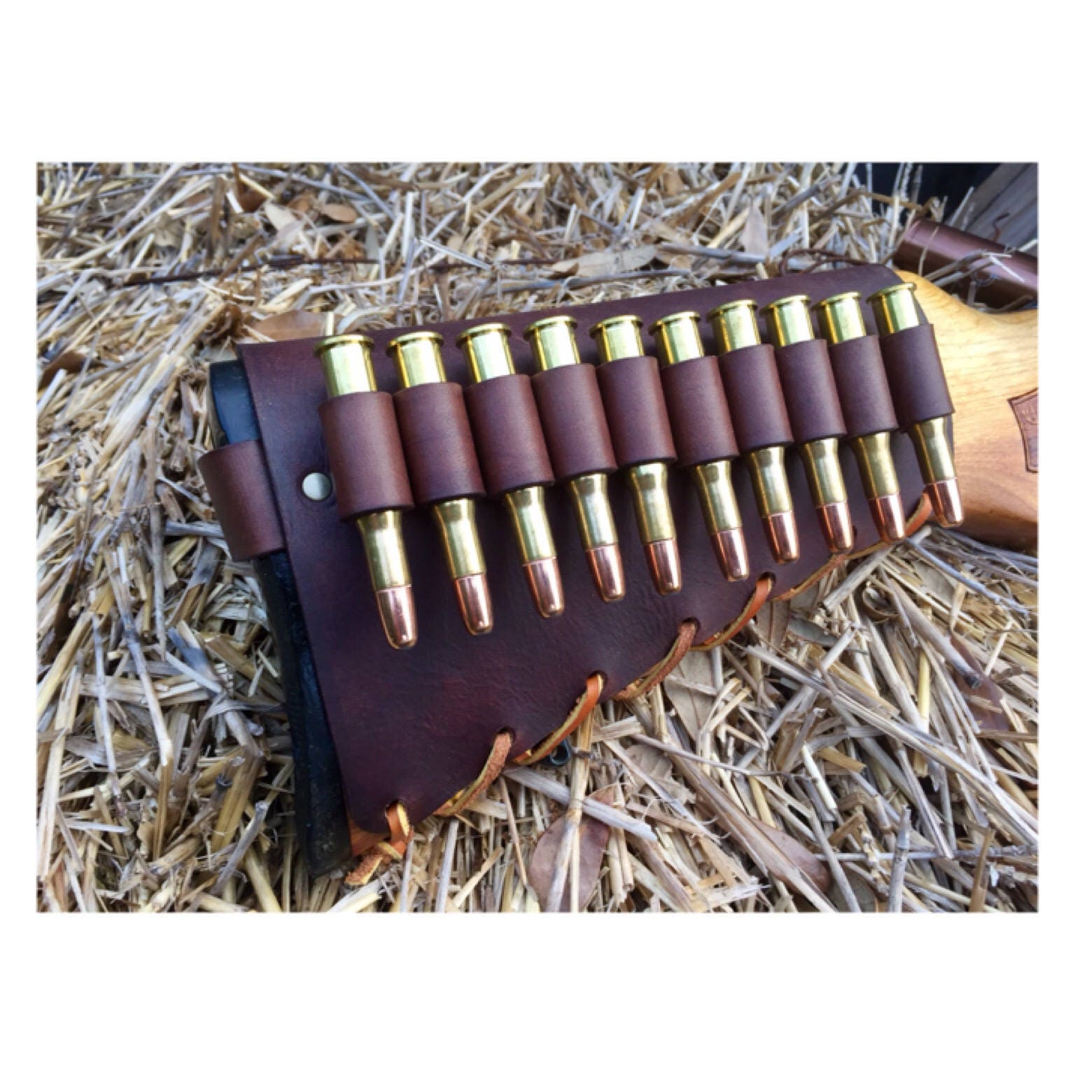 Leather Cartridge Carrier Cuff Buttstock Ammo Cowboy Cuff
