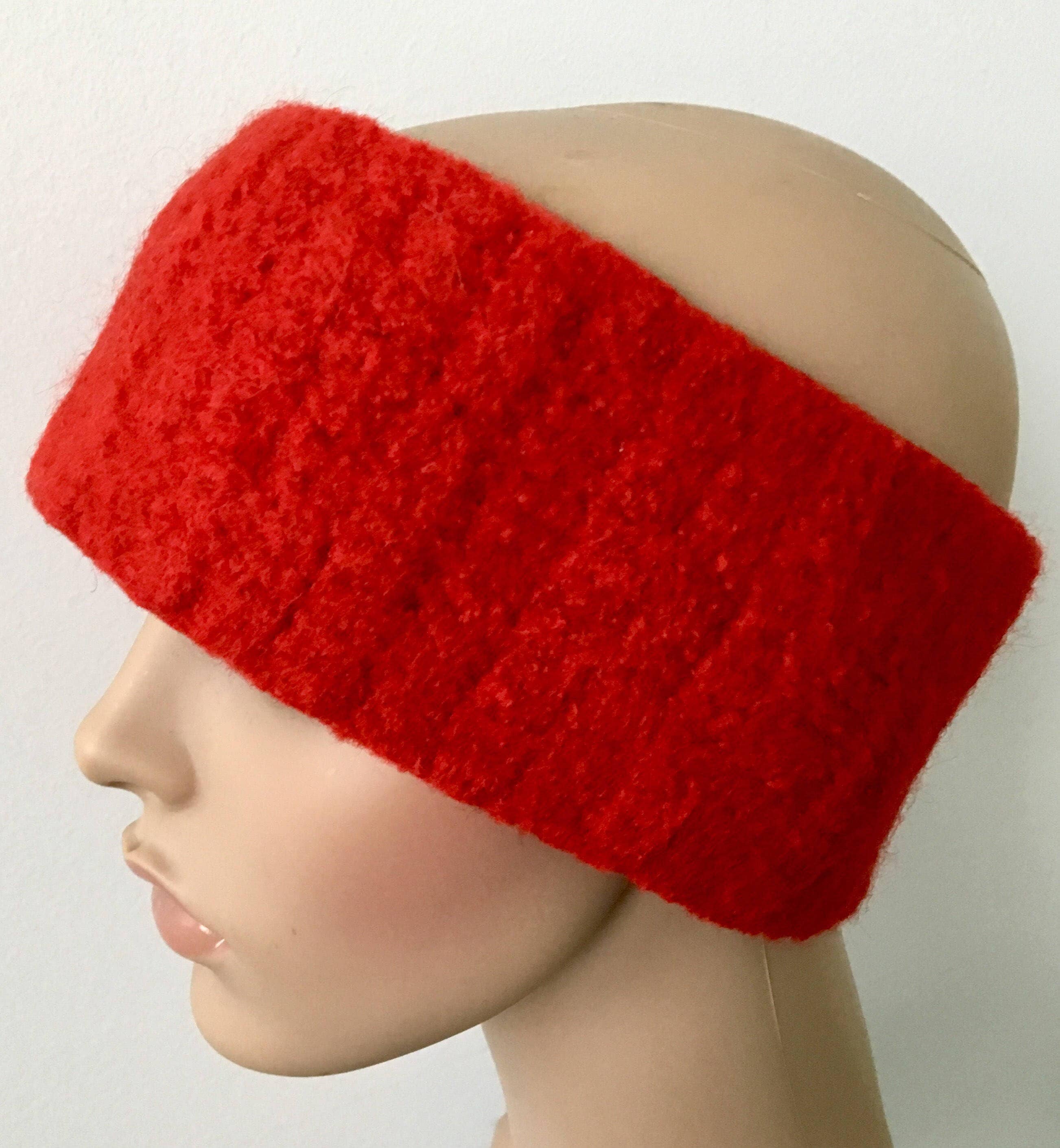 Red Head Warmer Wool Ear Warmer Crochet Head Warmer Wide Ear