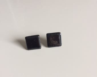 Earrings Stud Earrings, square, black, ceramic, women gift