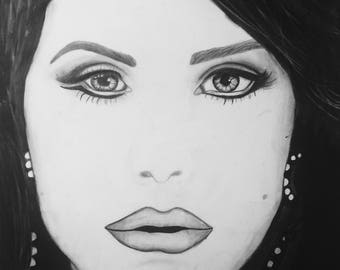 Lana Del Rey Portrait Illustration Art Print Drawing