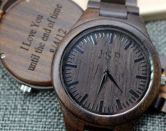 Personalized Engraved Wooden Watch for Men Anniversary Gift for Boyfriend Christmas Gift for Husband Valetines Day Gift for Him Groom Gift