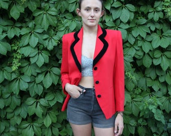 Vintage Jacqueline Ferrar "Clueless" Style Blazer With Velvet Lined Lapels And Buttons